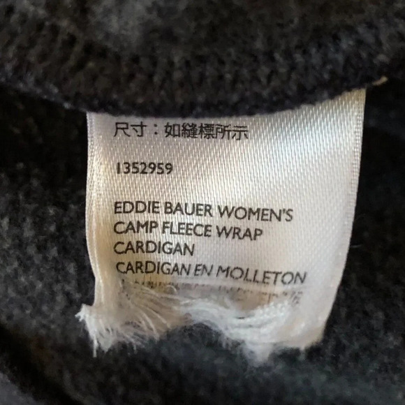 Eddie Bauer Women Small Cardigan Camp Fleece Wrap Cardigan Grey Long Sleeves - Picture 7 of 7